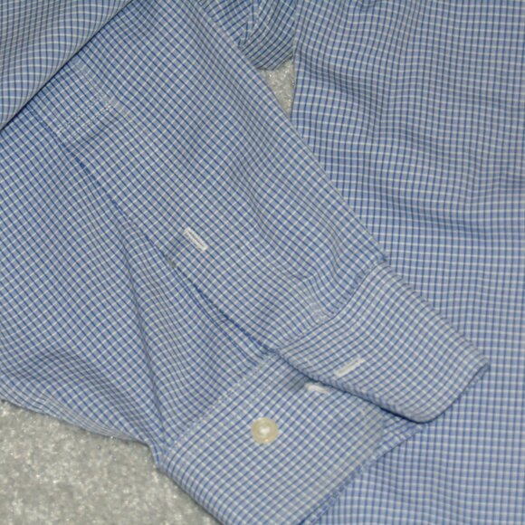 Brooks Brothers Regent Mens Long Sleeve Dress Shirt 18-4/5 Blue Check Cotton - Picture 4 of 9